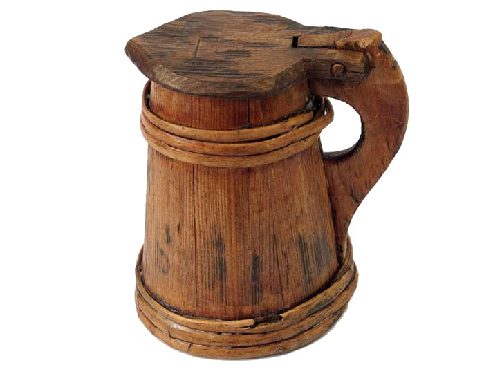 A wooden beer tankard