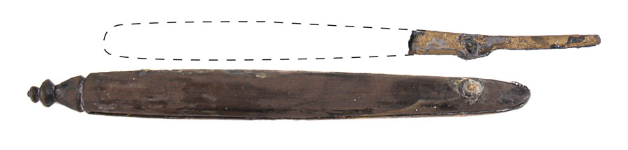 A cut throat razor handle with reconstructed blade