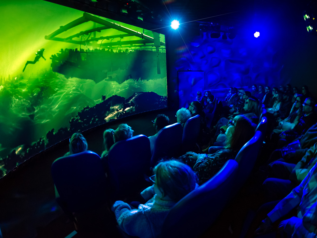 Audience watching diver underwater - Dive the Mary Rose 4D cinema